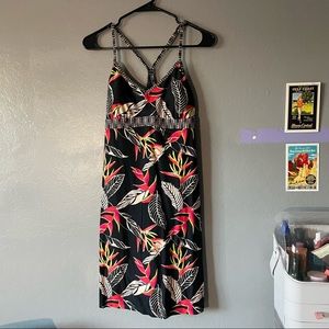 Athleta Black and Multicolor Midi Dress